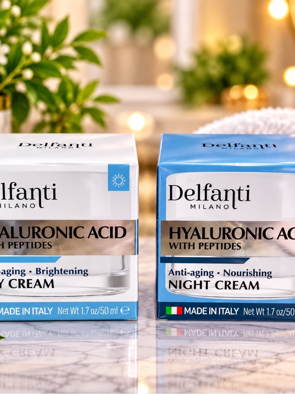 Delfanti Hyaluronic Acid & Peptides Day & Night Cream 2-Piece Set 1.7 oz Each